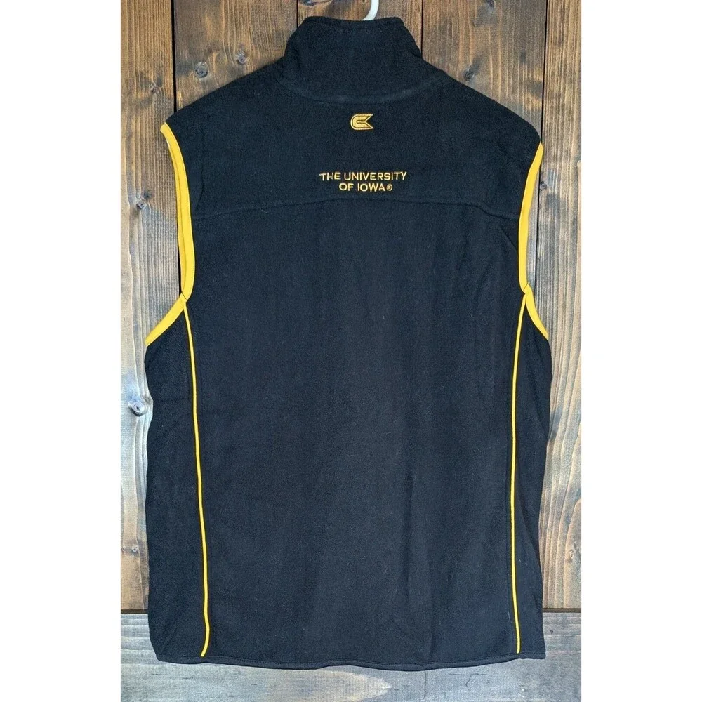 Iowa Hawkeyes Colosseum Fleece Vest Black Yellow Unisex Youth XL Womens M
